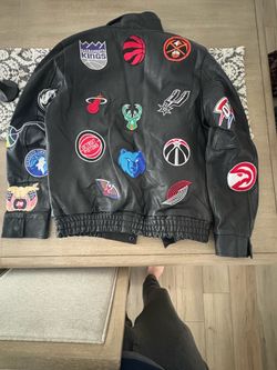 Vintage NBA Patch Leather Jacket| size Large