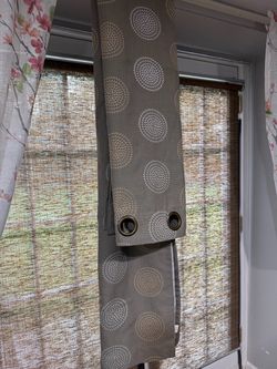 Gray & Light Green Grommet Curtains – 2 Sets