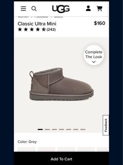 UGG Classic Ultra Mini Boot Grey size 8