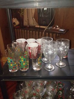 Vintage Mid-Century Christmas Glassware  Drinkware