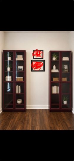 Burgundy Ikea bookshelf cabinets  ($200 OBO)