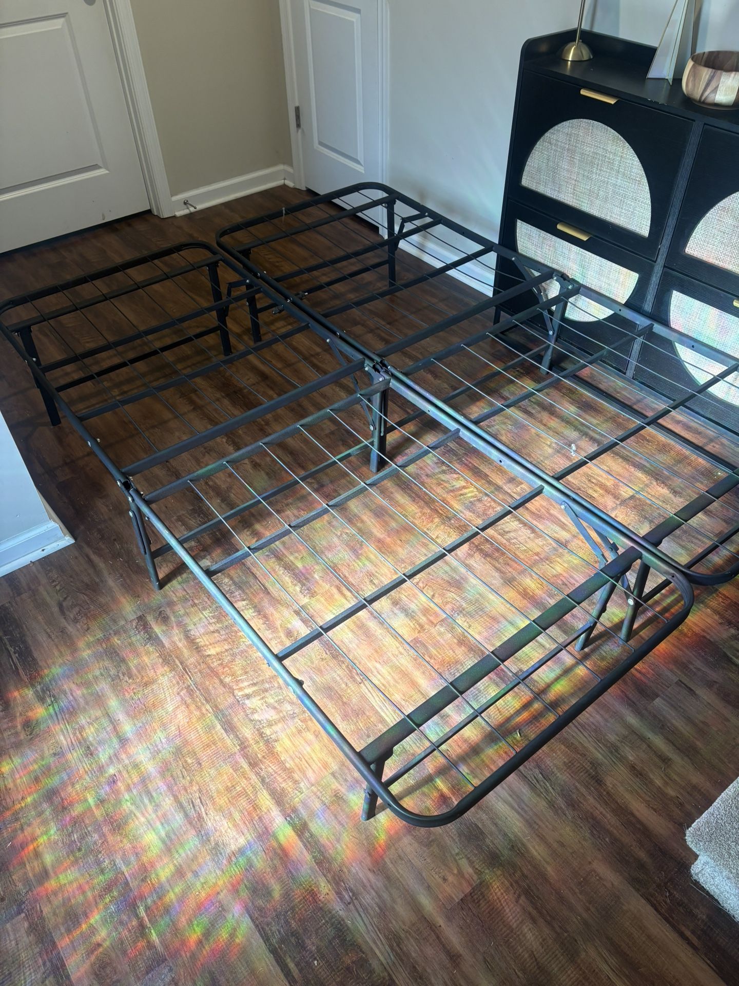 2 Twin Bed Frames Fits A Queen Mattress