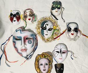 Vintage Mardi Gras New Orleans Hand Painted Mask *Ceramic & Clay lot Mix*