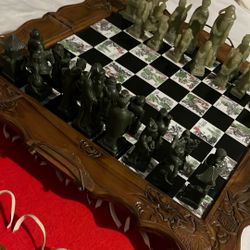 Carved Wooden Chinese Chess Board Set 