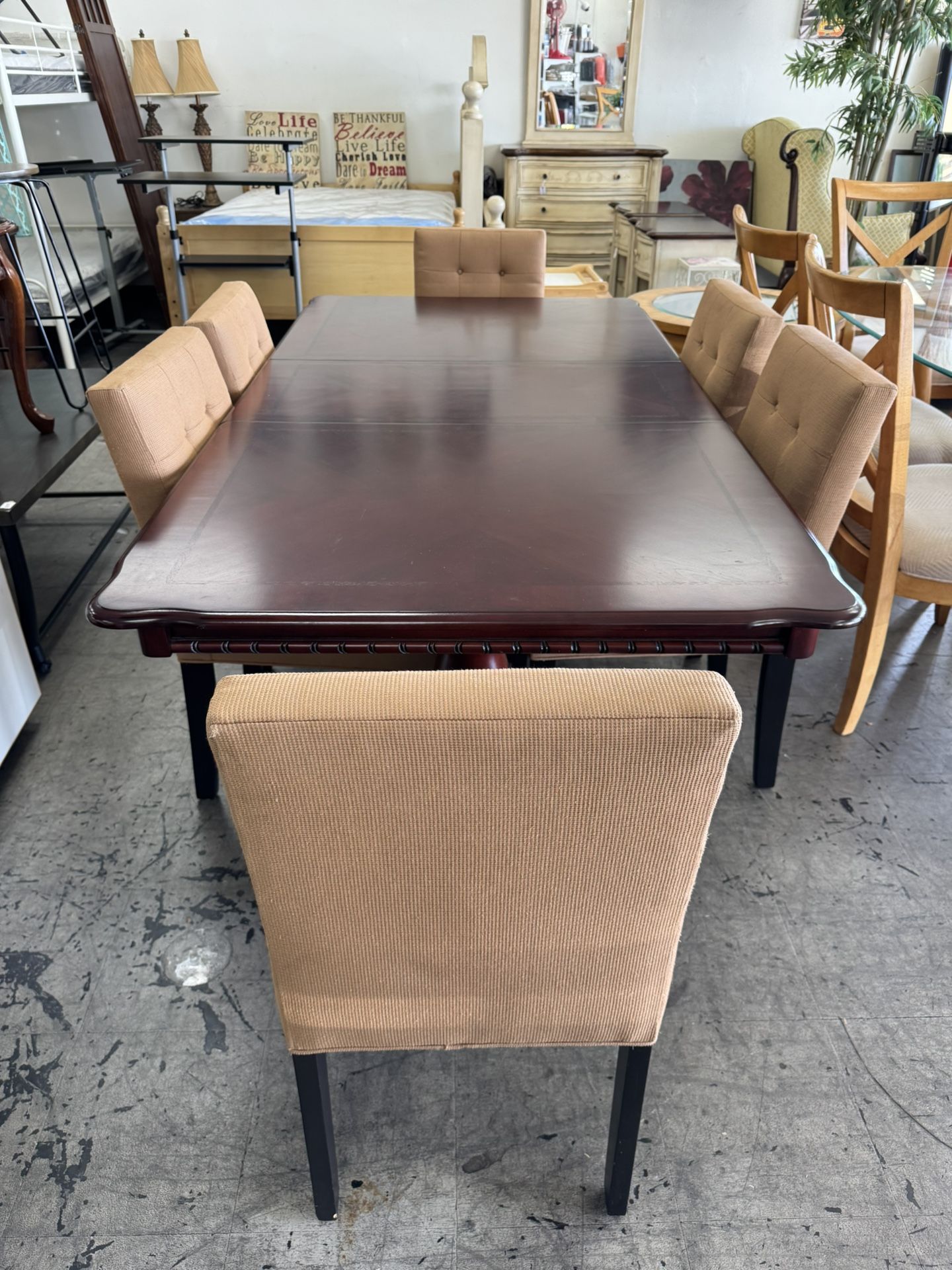 Dining Set, Dining Table with 6 Chairs with Extension Leaf
