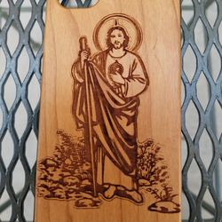 San Judas Design laser engraved wood case for iPhone and Samsung Galaxy