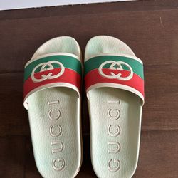 Gucci Rubber Web Interlocking G Slide Sandals rare EUR 38/US 8
