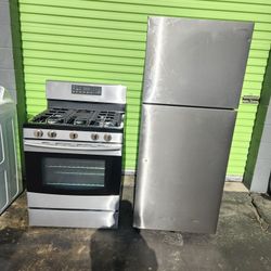 Refrigerator and a stove. Samsung brand, $9.50 for both.