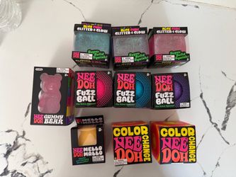Needoh glitter nice cube, color change, fuzzball, mello mall, gummy bear