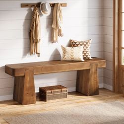 Modern Solid Wood Bench – Entryway, Dining & End-of-Bed