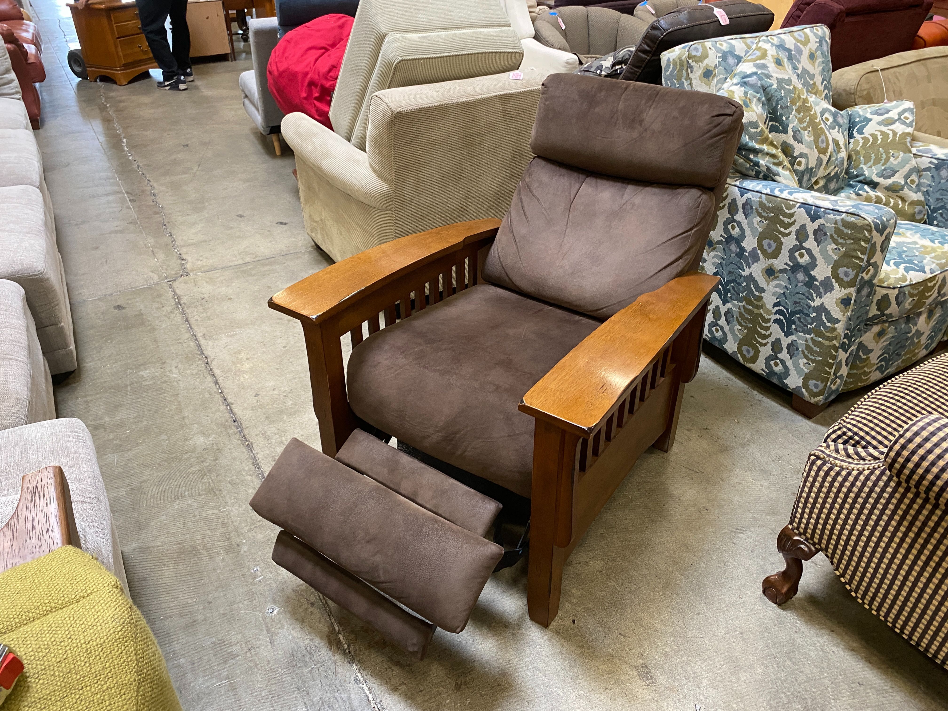 Dark Brown Fabric Mission Style Lean-Back Recliner