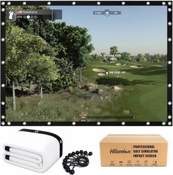 Golf Simulator Impact Screen, 3D Air Mesh Golf Impact Screen Heavy Duty, Thick HD Golf Projector Hitting Screen for Home Garage Indoor Training with R