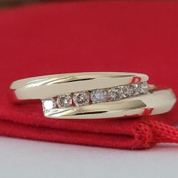 ❤️14k Size 7.75 Precious Solid Yellow Gold Genuine Diamonds Band Ring!/ Anillo de Oro con Diamantes Genuinos! 👌🎁Post Tags: Anillo de Oro