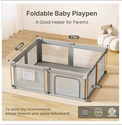 Foldable Baby Playpen with Mat, 71x59 Foldable. Play Pen For Babies and Toddlers,