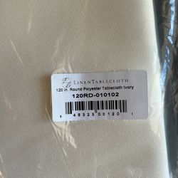Set of 2 Ivory 120” Round Polyester Tablecloths – New in Packaging