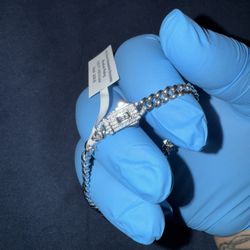 7.5” Solid 925 Silver Moissanite Cuban Bracelet
