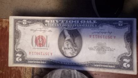Silver Seal Will Pay On Demand 2 Dollar Bill With Off Cut Error