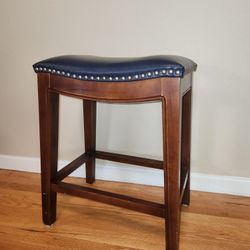 Set Of 3 Saddle Style Leather Counter Height Stools