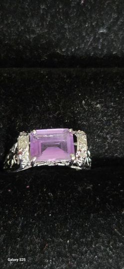 New, 10k white gold amethyst ring, size 7