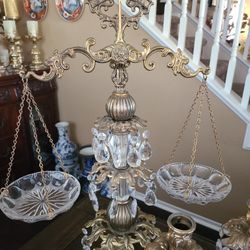 Vintage  Scale And Candleholder Set 