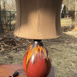 Vintage 27" MCM Drip Glaze Ceramic Table Lamp