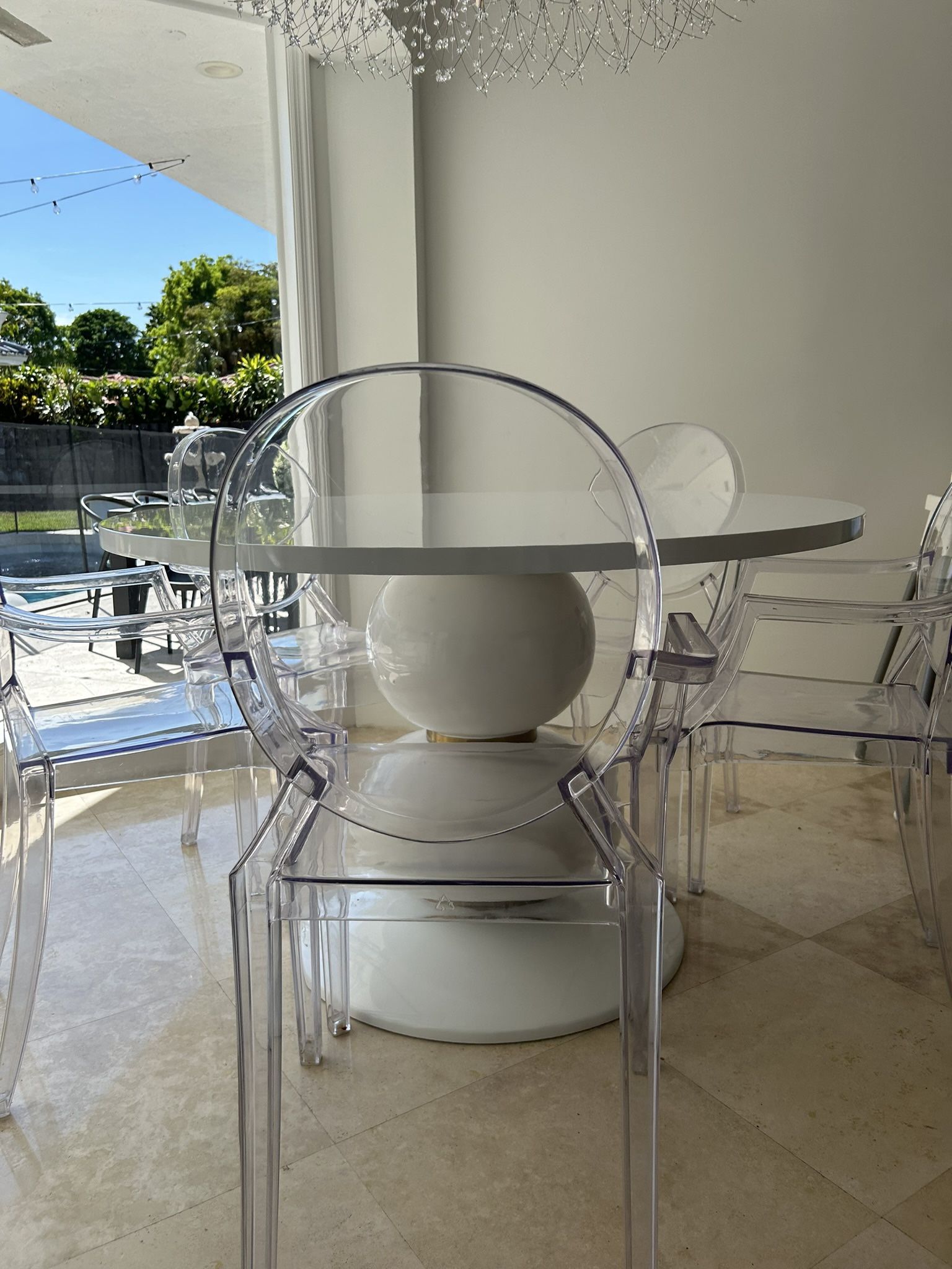6 (six) Clear Ghost Lucite Acrylic Arm Chairs