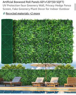 Artificial Boxwood Roll Panels 80"x120" UV Protection faux Greenery Wall, Privacy Hedge Fence Screen, Fake Greenery Plant Decor for Indoor Outdoor