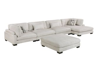 Tinley Beige 5-Piece Modular Sectional with Chaise and Ottoman