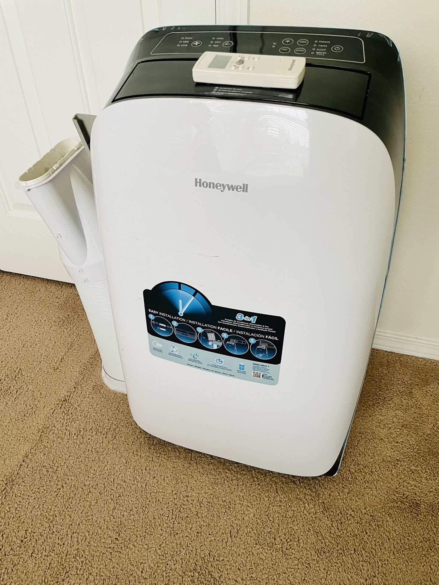 Honeywell HL12CESWK Contempo Series Portable Air Conditioner, Dehumidifier & Fan with Dual Filtration System, 12,000 BTU, Black/White