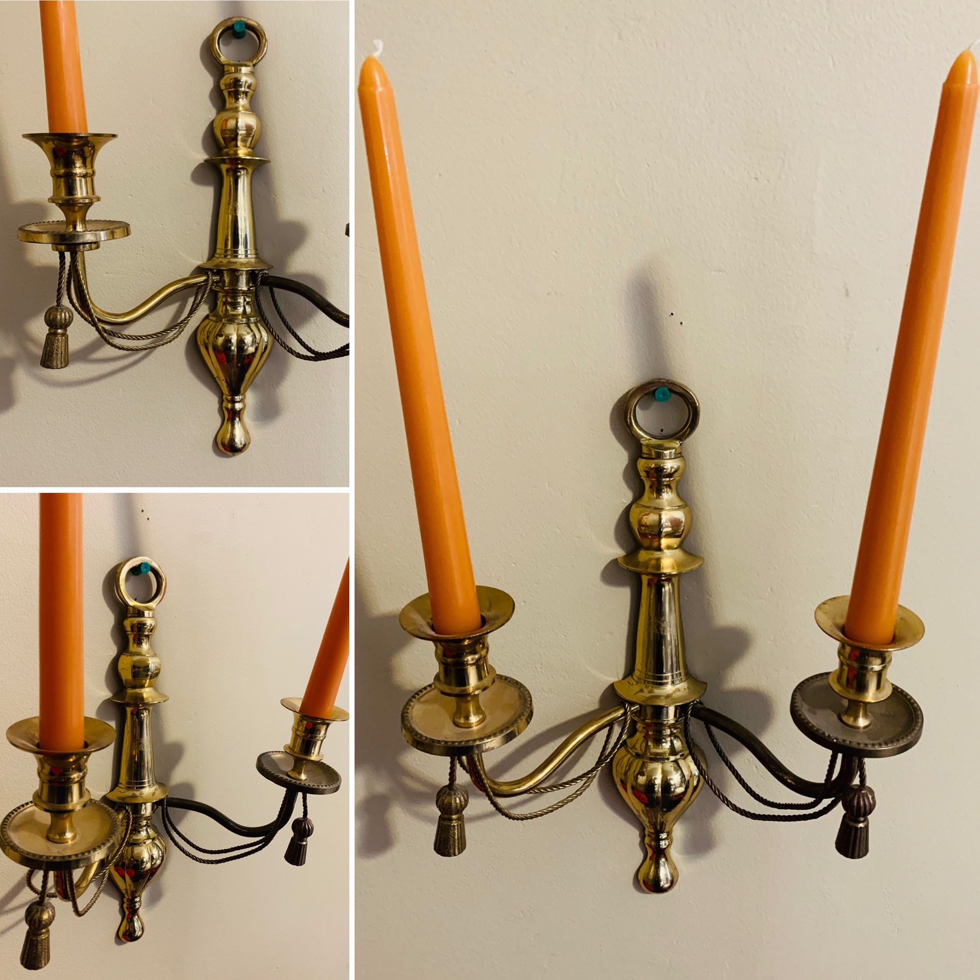 Antique French Brass Rope & Tassel wall candelabra Circa Early 21st Century - $25.00