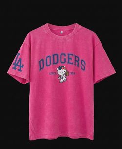 Hello Kitty × Dodgers Tee in Vintage Pink 🎀⚾️