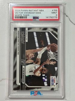 Victor Wembanyama 2024-25 Panini Instant NBA #158 White Tiger PSA 9 5/5 Book End