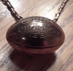 Vintage Pocket Watch Chain With Picture Locket And 1929 Football Charm
