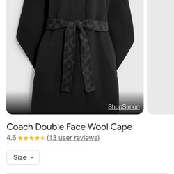 Coach Double Face wool Cape, Size XS/S