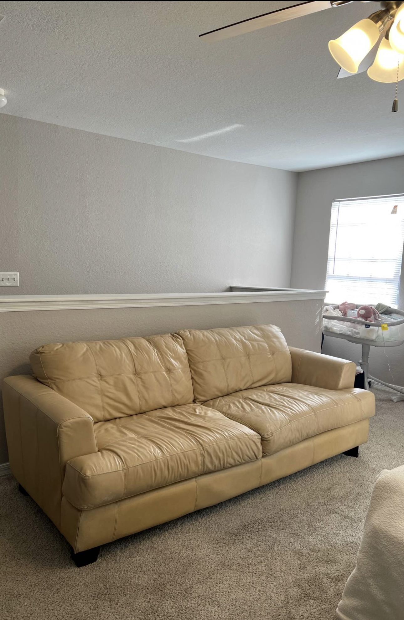 Soft Tan Leather Sofa