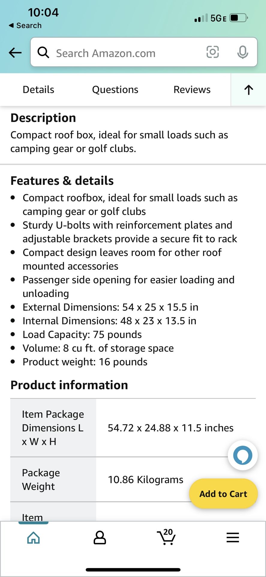 Thule Sidekick Rooftop Cargo box Grey