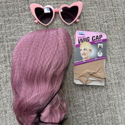 Pink Wig And Sunglasses 
