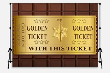 Golden Ticket Chocolate Party Photo Backdrop