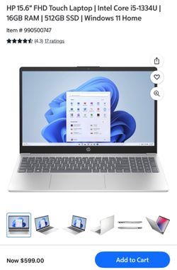 HP 15.6" FHD IPS Notebook Intel Core i5-1334U 12GB RAM 512GB SSD Natural Silver