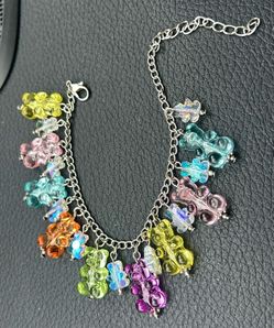 Acrylic & Glass Beaded Gummy Bear Charm Bracelet