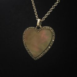 17.5" x 2.5mm Solid Sterling Silver Italian Rolo Chain w 2-Sided Handcrafted MOP Marcasite Heart Pendant