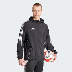 NEW - Adidas Men's Black Trio Windbreaker Lined Hooded Jacket - XL