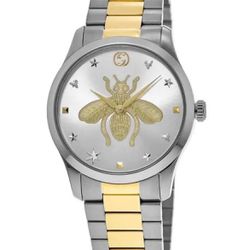 New Gucci G-Timeless 38mm Silver Bee Dial Two-Tone 