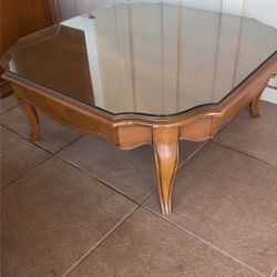 Squarish Coffee Table With Custom Glass Too