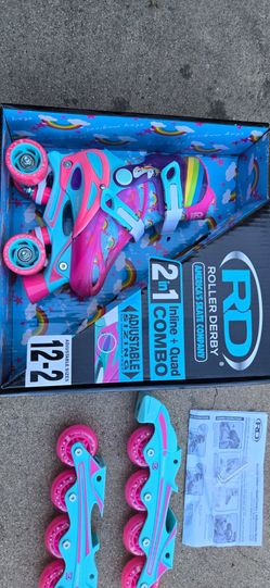 Childrens 2 in 1 inline and quad combo skates