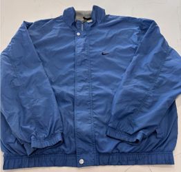 Nike Vtg 90s Men Windbreakers Full Zip Up Blue Size L