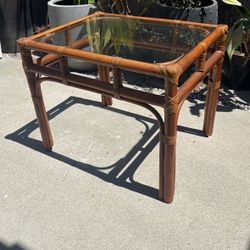 MCM Rattan & Glass Side Table 
