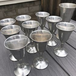 Vintage Plator Silver stone Wine Goblets 