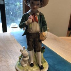 Vintage Boy With Bunny Japan