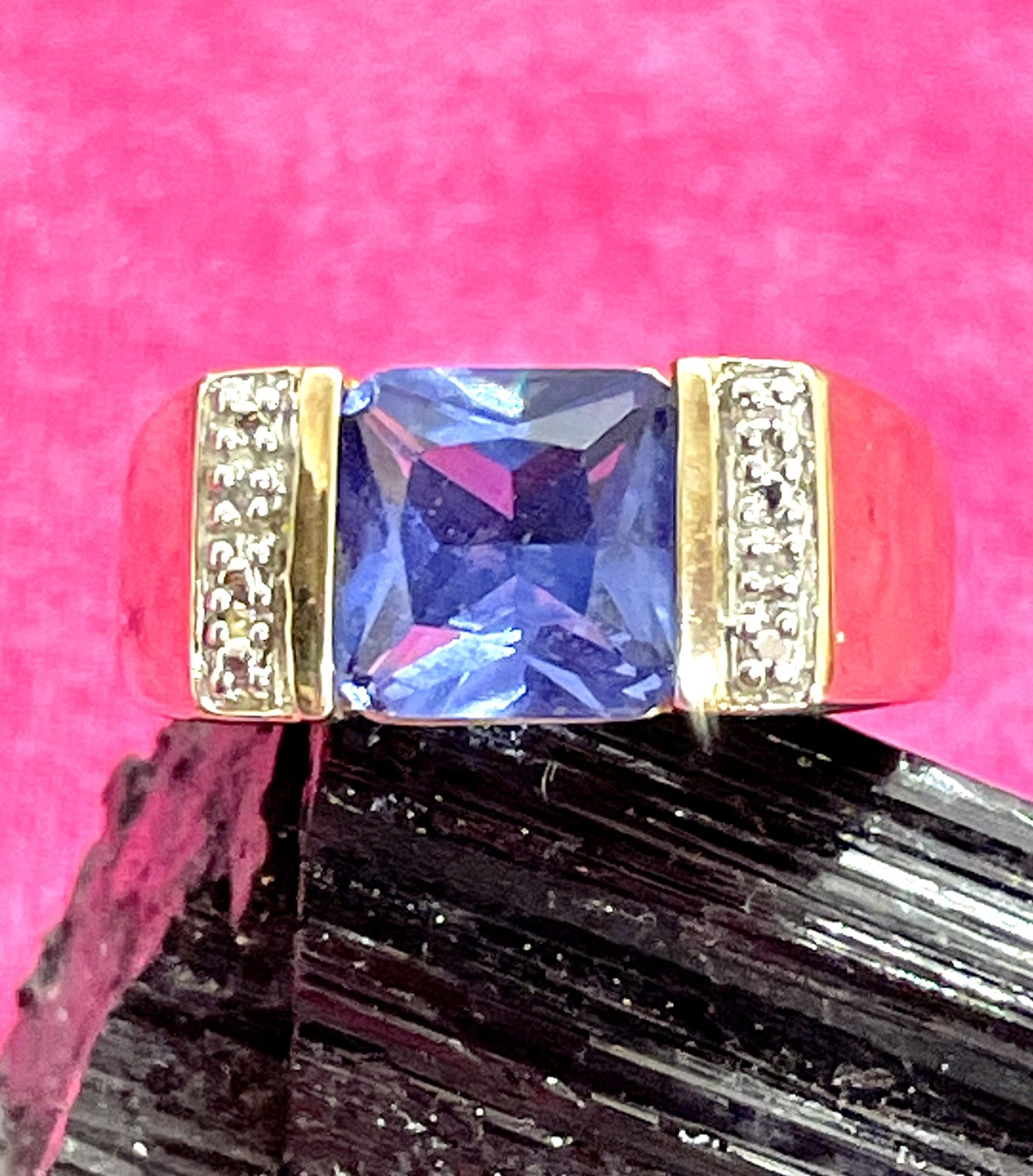 925 Vermeil Tanzanite/Diamond Ring